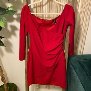 Windsor Rouched Red Long Sleeve Dress